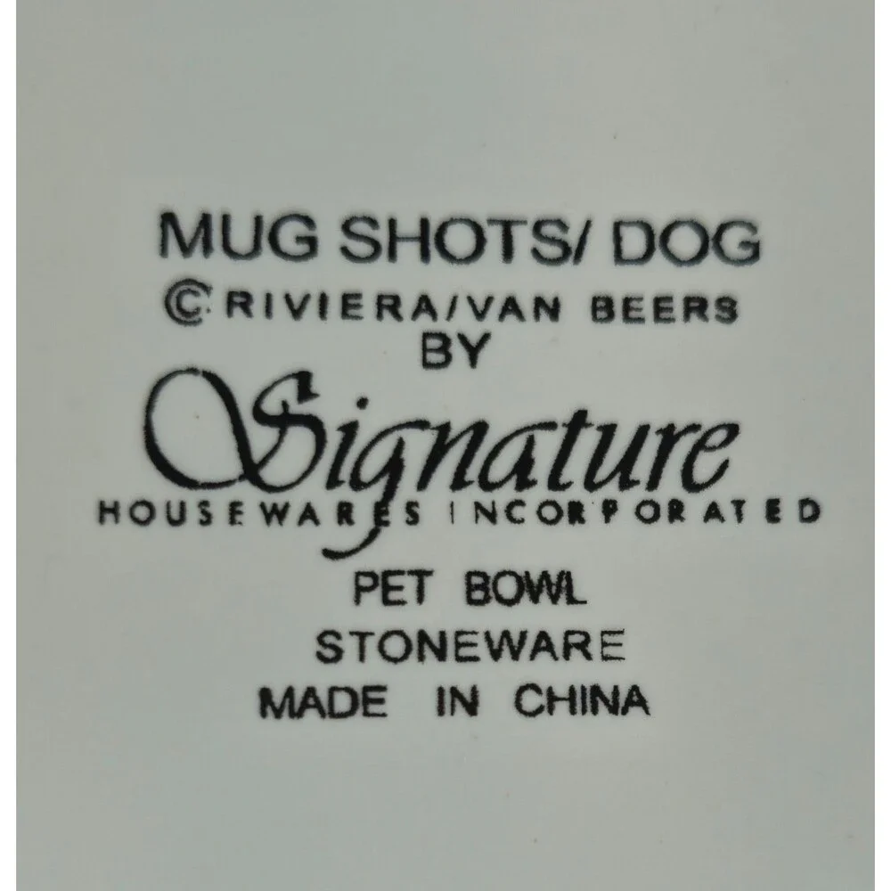 Signature Housewares Mug Shots Stoneware Dog Food Bowl